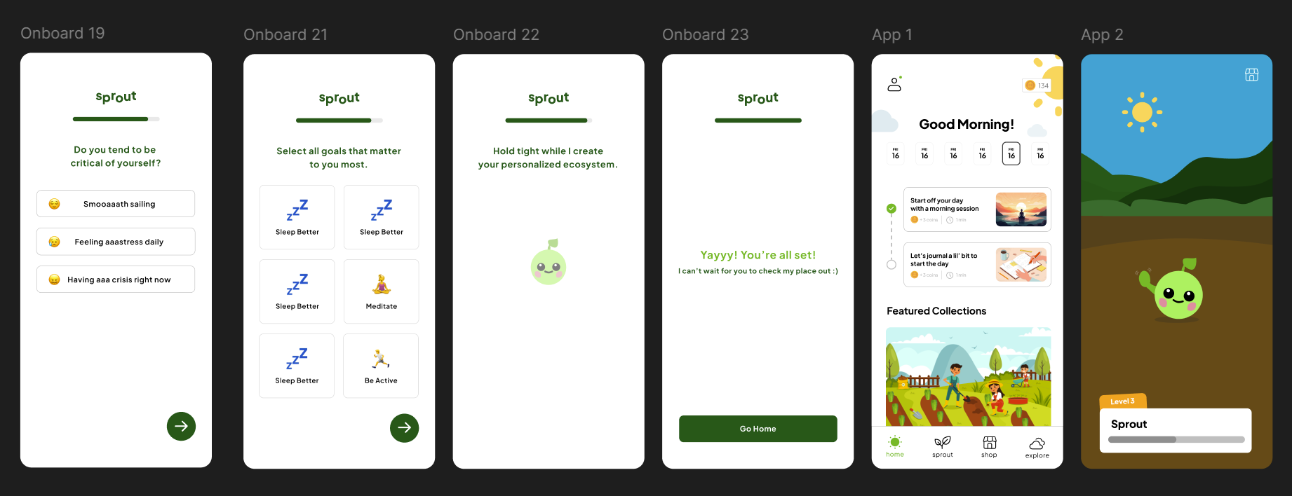 Sprout Wireframes - User Flow Design